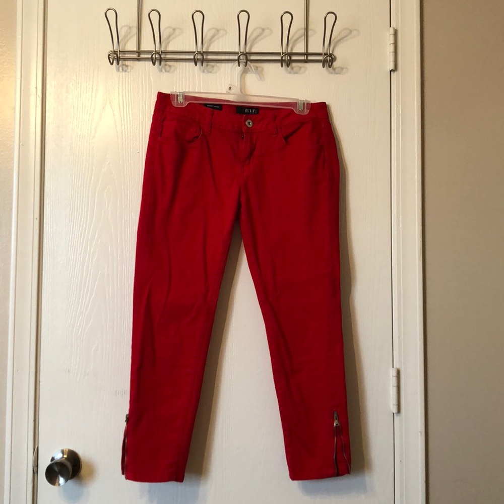 A.N.A. RED SKINNY ANKLE JEANS